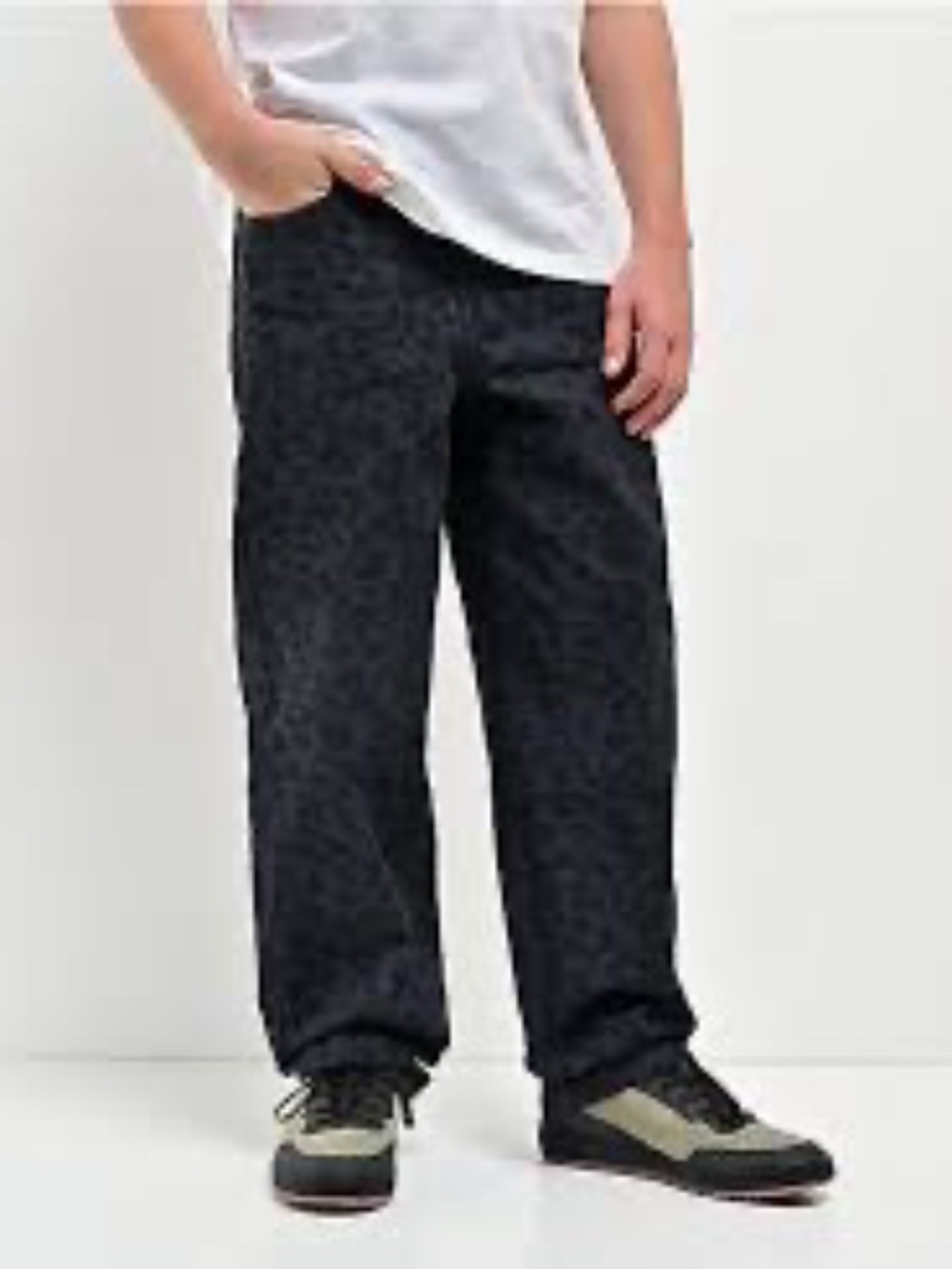 EUC Empyre Kids Cheetah Black Loose Fit Canvas Skate Jeans